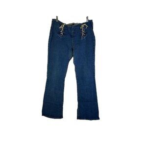 Vintage Y2K MUDD Mid Rise Lace Up Flare Jeans Rave